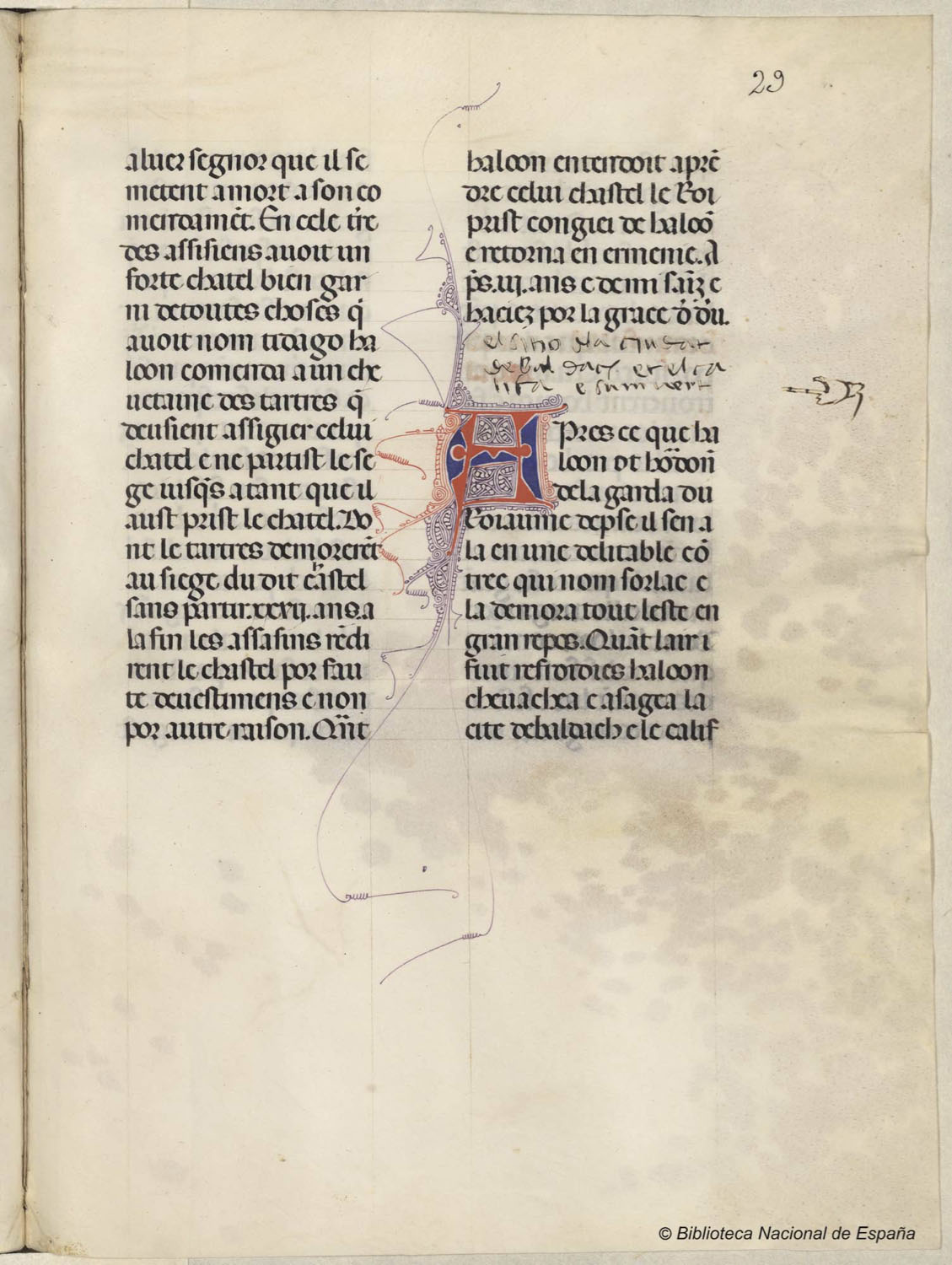 Fig. 9 Haitón de Córico. La Fleur des Histoires, Madrid, BNE, mss/2452, f. 29r, © Biblioteca Nacional de España.
